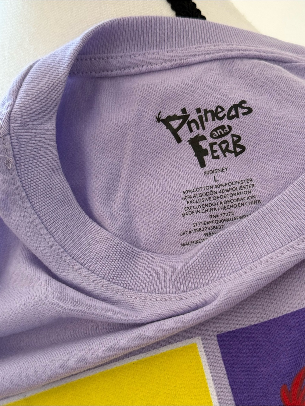 Disney Lavender Phineas and Ferb Character Panel Tee size Large - Picture 6 of 6
